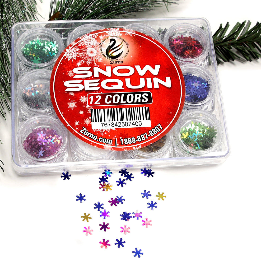 [CLEARANCE - NO REFUND/NO RETURN] Nail Art Winter &amp; Snow Sequin - 12 Colors/Box