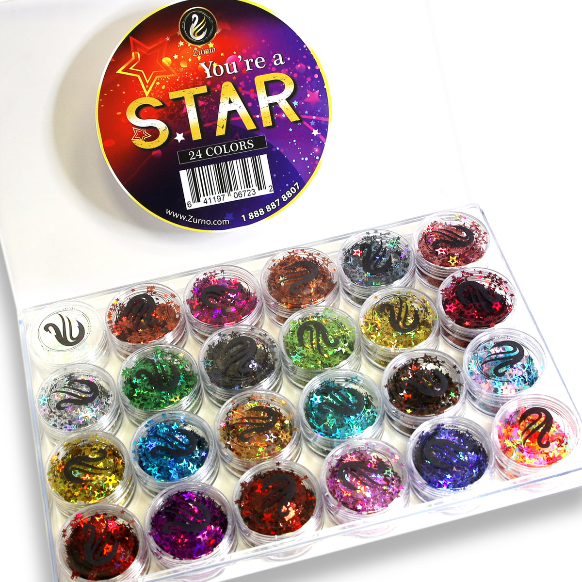 [CLEARANCE - NO REFUND/NO RETURN] Nail Art Star Glitter - 24 Colors/Box