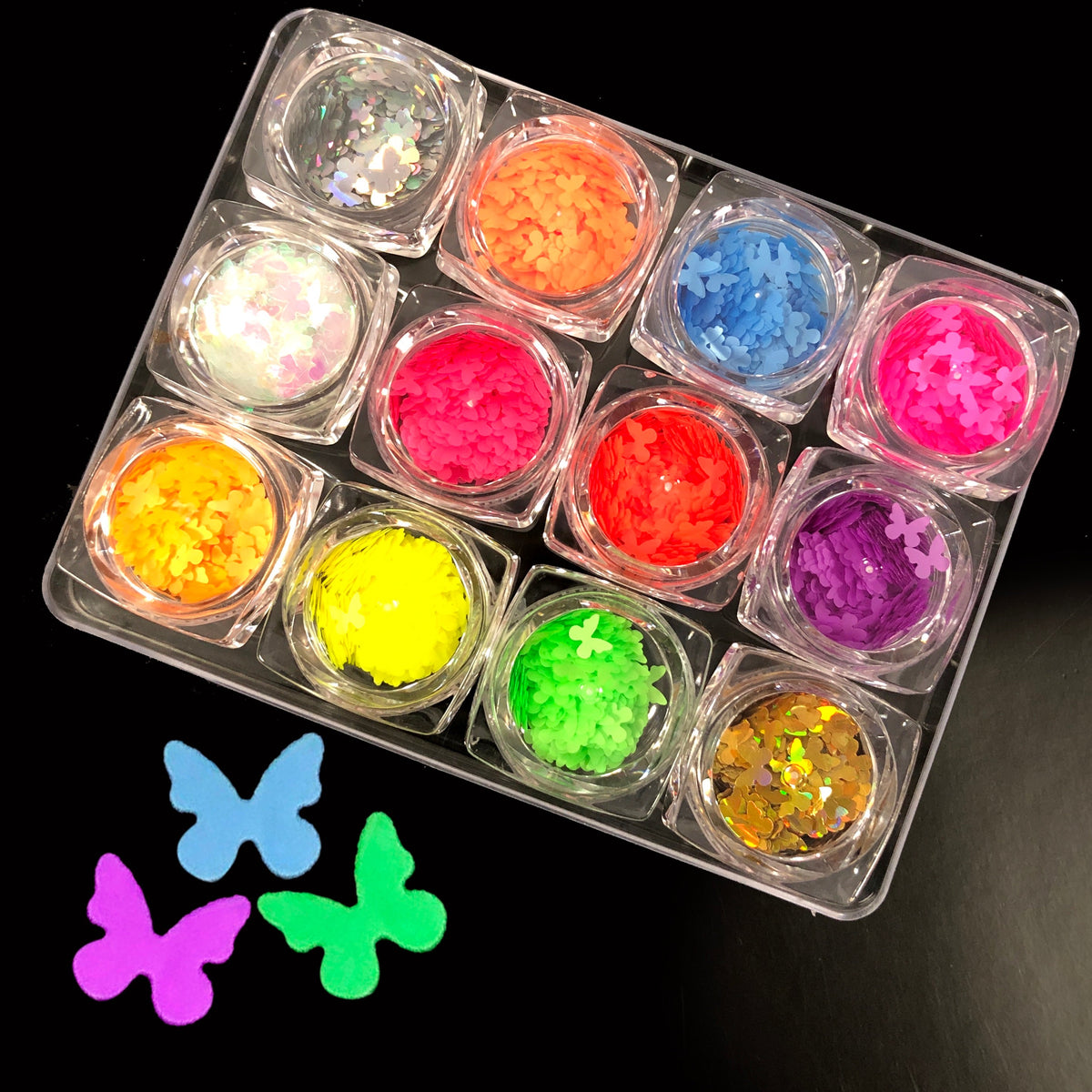 [CLEARANCE - NO REFUND/NO RETURN] Nail Art Butterfly Glitter - 3 Sets